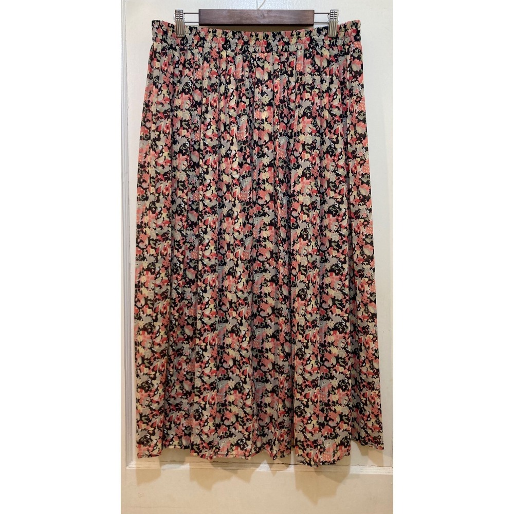 Vintage Worthington Women 90s Y2k Floral Maxi Skirt Sheer Size 18 Whimsical Boho